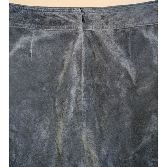 Context Vintage 90s Y2K Black Suede Skirt Sz 10 Pockets - Picture 11 of 11